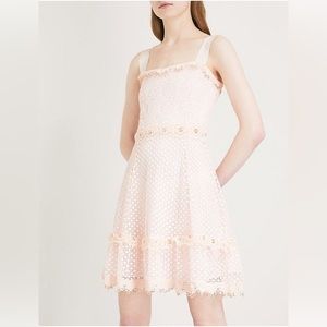 Maje pink Lace
 Rosalina Eyelet-embellished fit flare dress